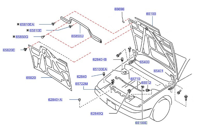 Nissan, Nissan 180SX S13 Front Hood Seal (65850U)