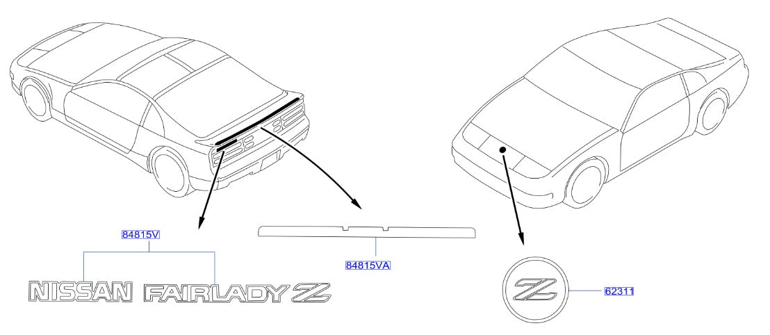 Nissan, Nissan Fairlady Z32 Black Strip Under Rear Wing Spoiler Decal (Twin Turbo) (84815VA)