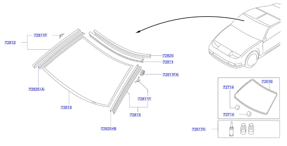 Nissan, Nissan Fairlady Z32 Front Or Rear Glass Sealant Kit (72617K/90316K)