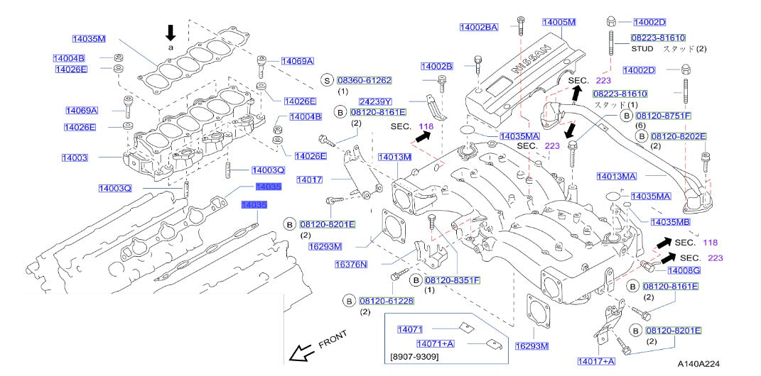 Nissan, Nissan Fairlady Z32 Upper Plenum Gasket (14035M)